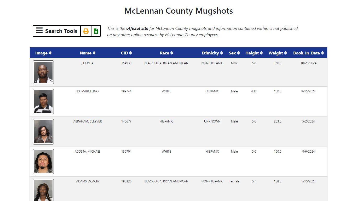 McLennan County Mugshots Application