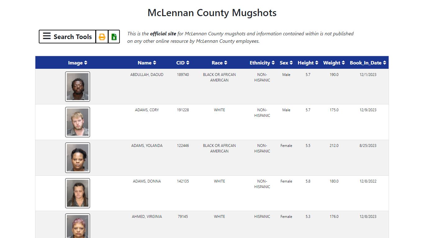 McLennan County Mugshots Application
